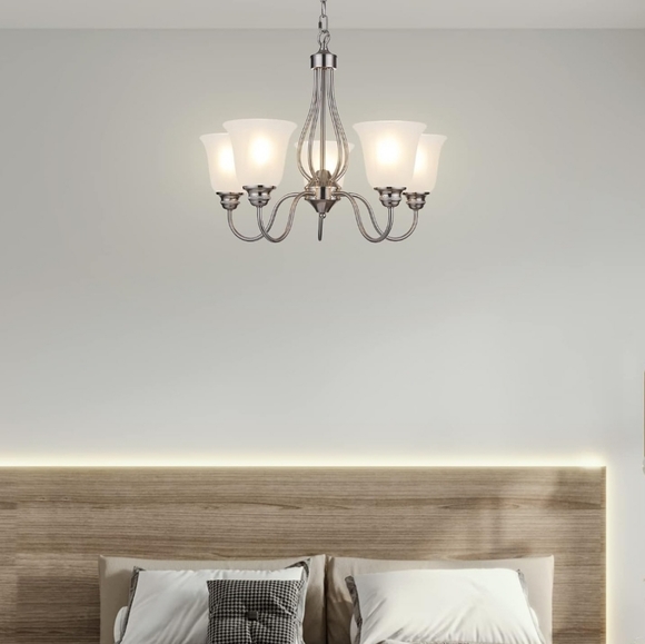 Doraimi 5 Light Chandelier with Brushed Nickel Finish - Picture 2 of 7